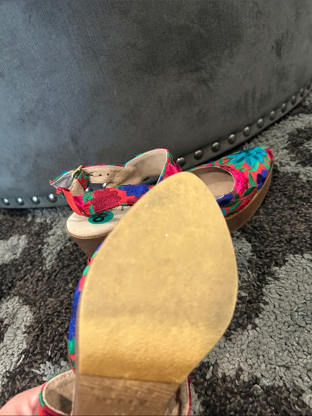 Free People Multicolor Embroidered Pointed-Toe Ankle-Tie Heels - Picture 5 of 5